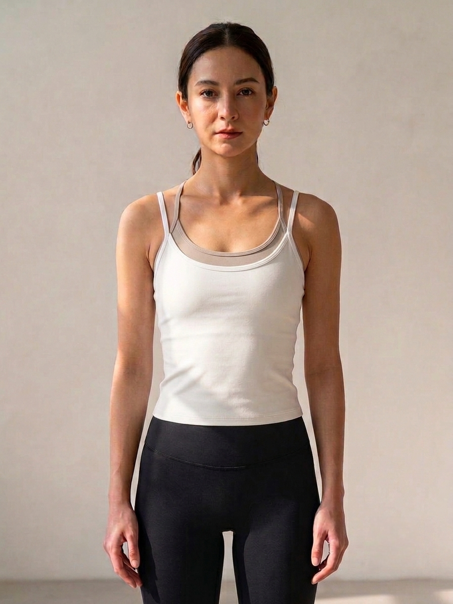 Layered Bra Tank · Milktea x Cream