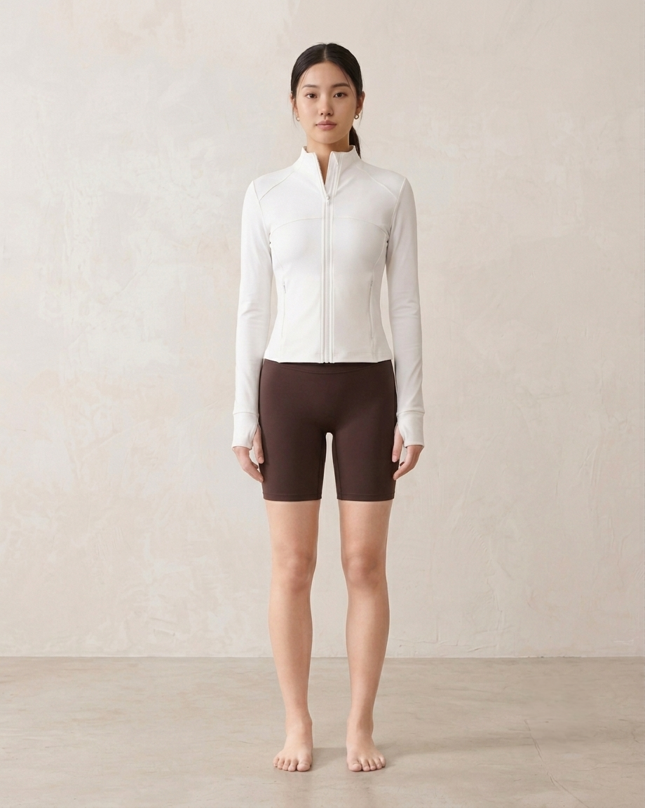 Long Sleeve Zip Jacket · White
