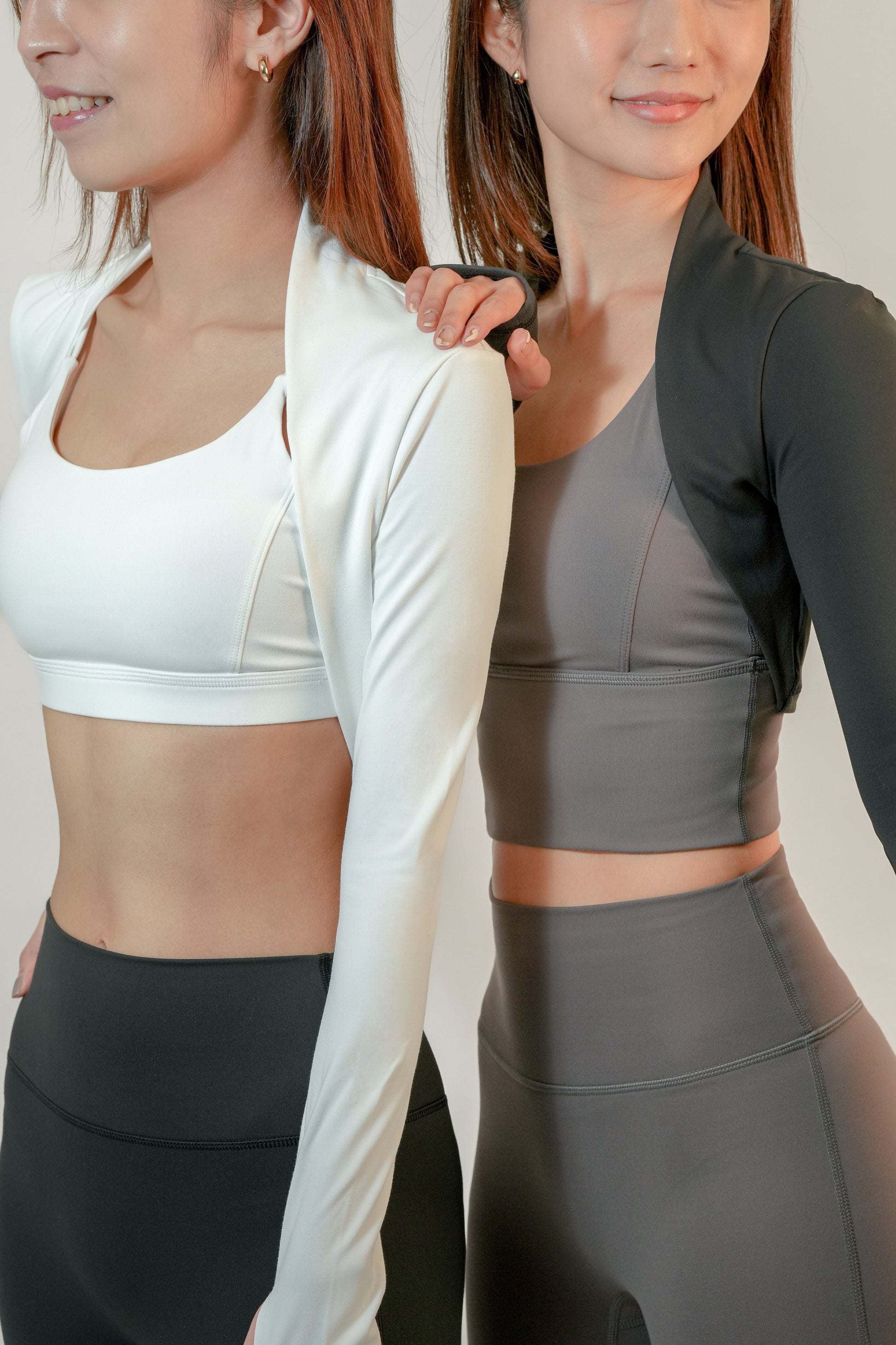 Women's Training Long Sleeve Crop Top - Charcoal